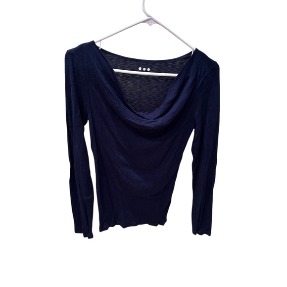 Tops - Three dot woman's dark blue cowl neck long sleeve top